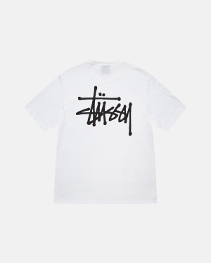 Stussy Basic Stüssy Løbe T-shirt Hvide | 5278NKDYU