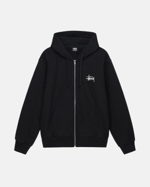 Stussy Basic Zip Hættetrøje Sort | 5637ZIMGT