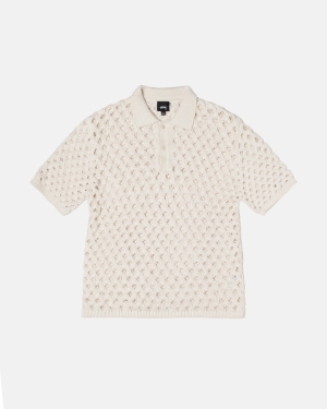 Stussy Big Mesh Polo Trøjer Hvide | 7035TXDZB