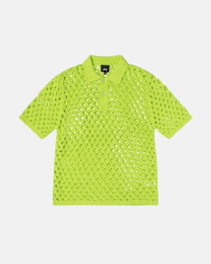 Stussy Big Mesh Polo Trøjer Lysegrøn | 8140VYGTB