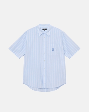 Stussy Boxy Stribet Ss Skjorte Blå Striber | 4908XNEMA