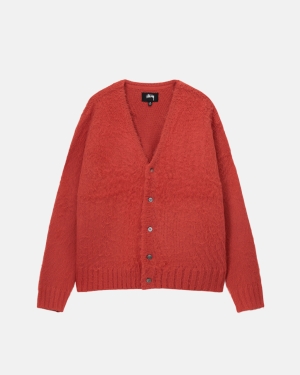 Stussy Brushed Cardigan Trøjer Rød | 5379LABOW