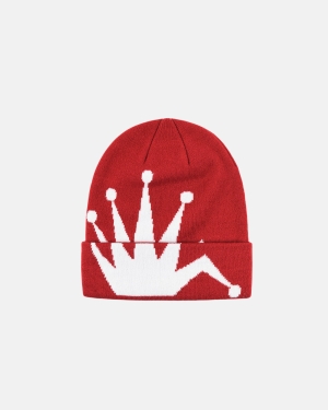 Stussy Crown Jacquard Cuff Beanie Kasketter Berry | 5268INFUC