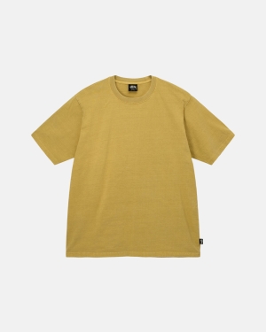 Stussy Heavyweight Pigment Dyed Crew Løbe T-shirt Sennep | 4731QCVPF