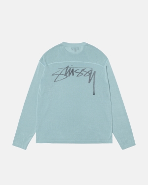 Stussy Lette Football Crew Trøjer Lyseblå | 5837QKJWH