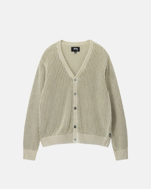 Stussy Loose Gauge Cardigan Trøjer Beige | 6148IYBST