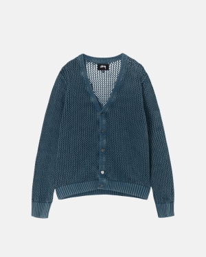 Stussy Loose Gauge Cardigan Trøjer Blå | 0957EKCDX