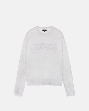 Stussy Loose Knit Logo Trøjer Beige | 7638VFKUQ