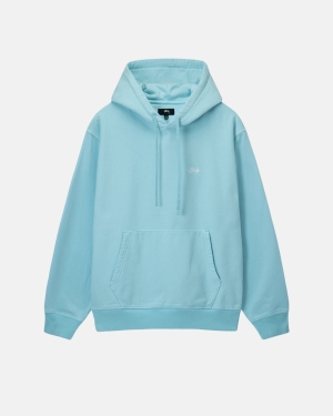 Stussy Overdyed Stock Logo Hættetrøje Blå | 9346WQMRX