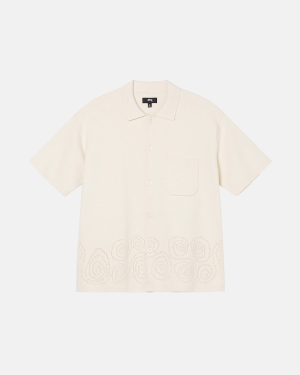 Stussy Perforated Swirl Knit Skjorte Beige | 3296KIEYN