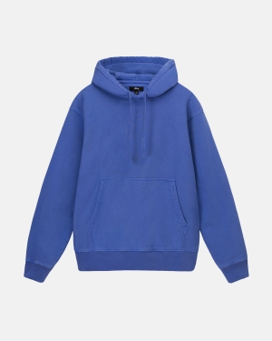 Stussy Pigment Dyed Fleece Hættetrøje Ultramarine | 8530CBDXU