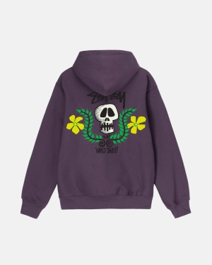 Stussy Skull Crest Hættetrøje Lilla | 8394JUYGD