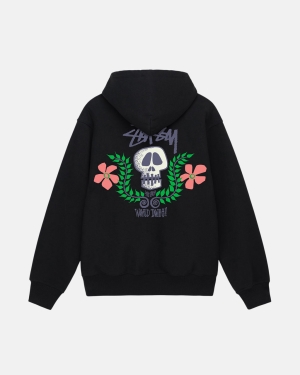 Stussy Skull Crest Hættetrøje Sort | 3178HWRTI