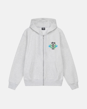 Stussy Skull Crest Zip Hættetrøje Grå | 2651MEHJV