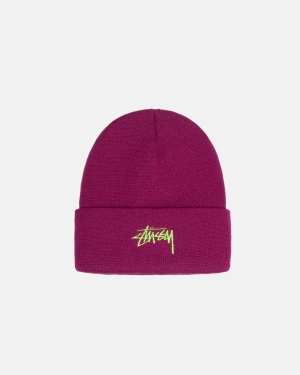 Stussy Stock Cuff Beanie Kasketter Magenta | 5260PAEJO