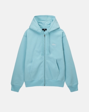 Stussy Stock Logo Zip Hættetrøje Blå | 3602NRQPH