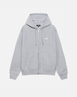 Stussy Stock Logo Zip Hættetrøje Grå | 4089KJVYP