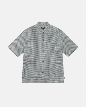 Stussy Wrinkly Gingham Ss Skjorte Grøn | 4105BZDGX