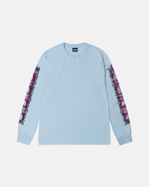 Stussy Youth Brigade Pigment Dyed Ls Løbe T-shirt Blå | 1253THCLS